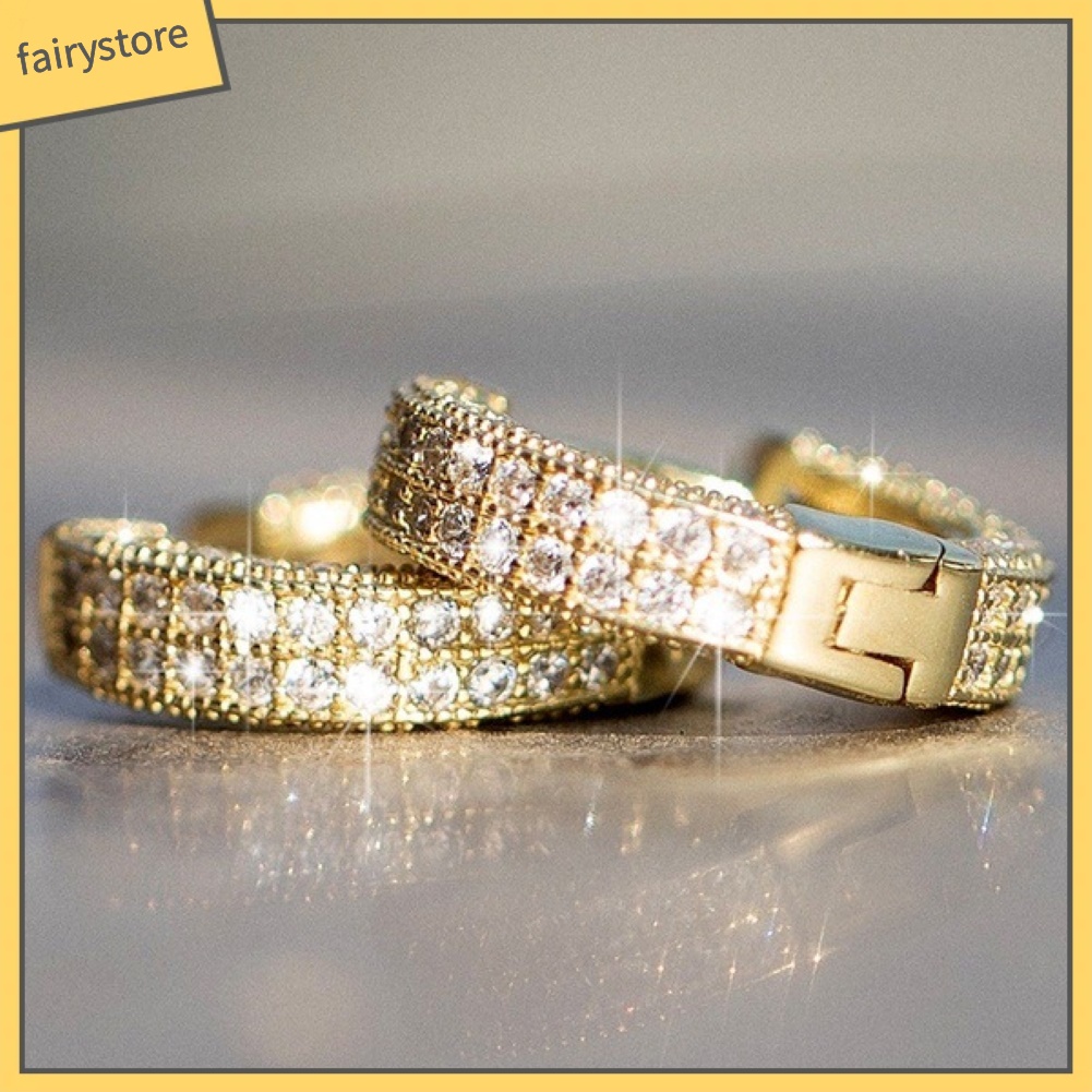 Bông Tai Tròn Đính Đá Lấp Lánh Dành Cho Nữ