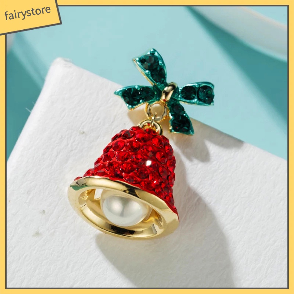 Bông Tai Hình Chuông Gió / Nơ Đính Đá / Ngọc Trai Giả Thời Trang Giáng Sinh Cho Nữ