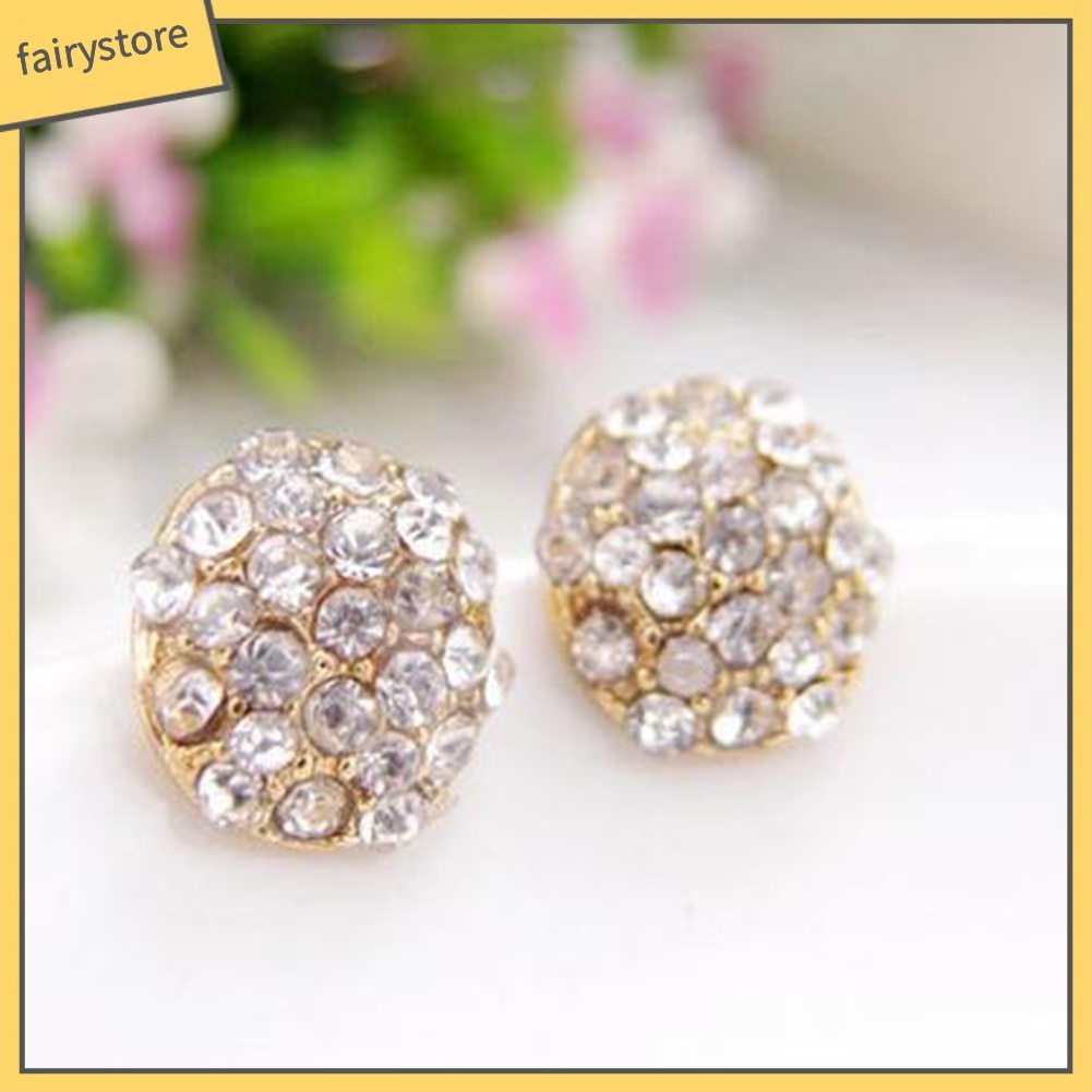 Bông Tai Tròn Đính Đá Toàn Diện Thanh Lịch Cho Nữ