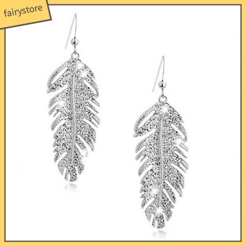 Bông Tai Hình Lông Vũ Đính Đá Bằng Hợp Kim Phong Cách Boho Cổ Điển Dành Cho Nữ