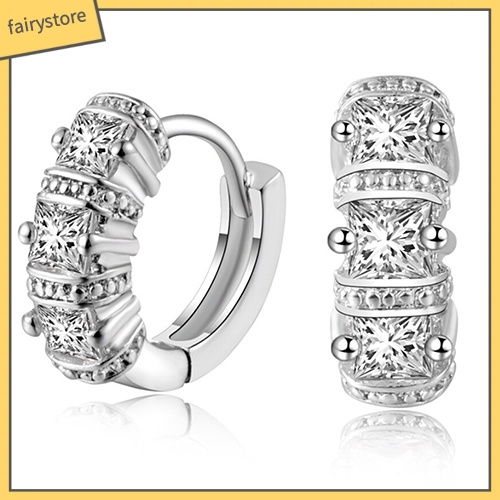 Khuyên Tai Tròn Mạ Bạc Đính Đá Lấp Lánh