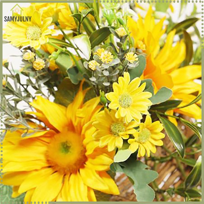 Giỏ Hoa Hướng Dương Nhân Tạo Treo Cửa Trước Trang Trí Nhà Cửa / Sân Vườn