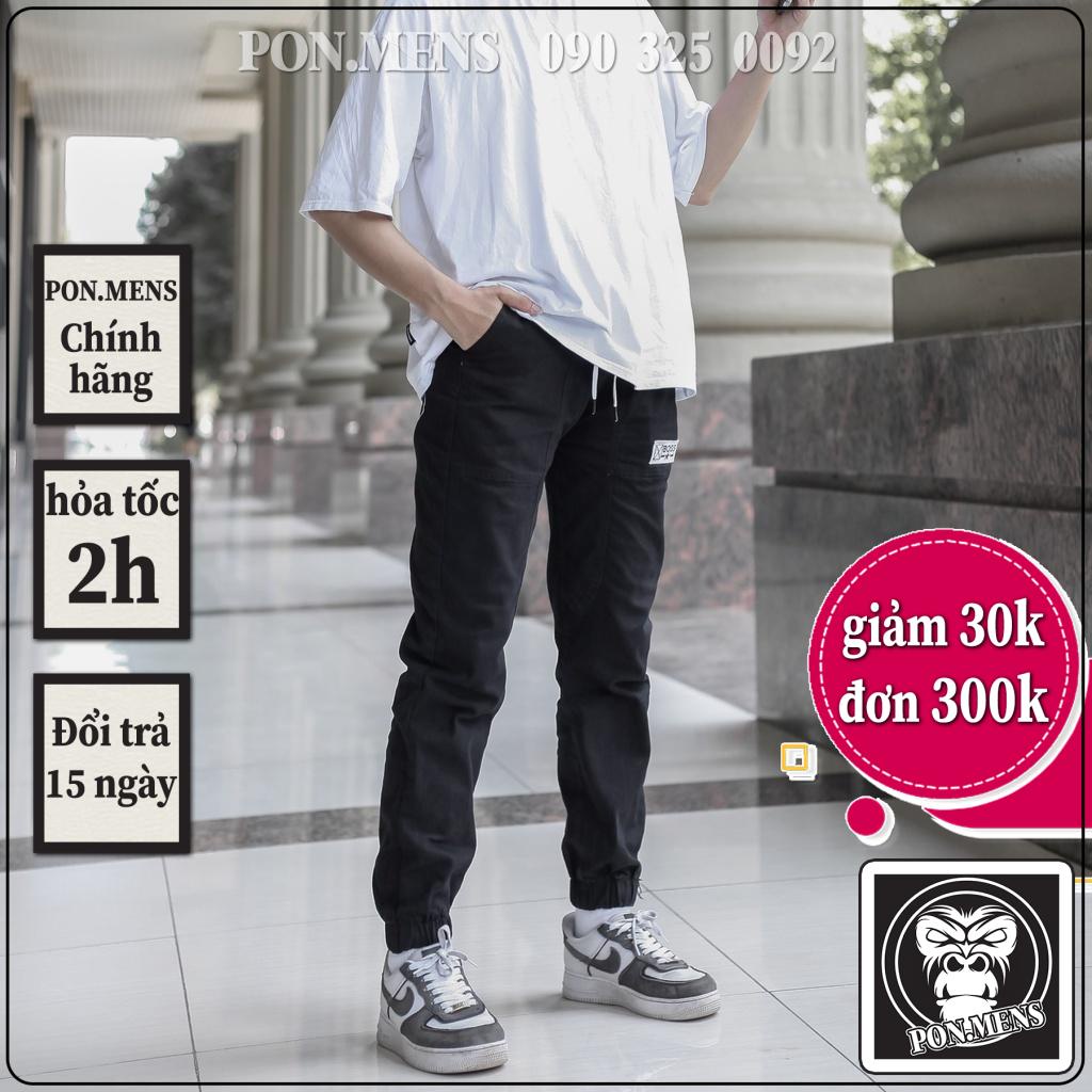quần jean jogger nam xám và đen co giãn bó gấu lưng chun vn Pon.mens hà nội hcm