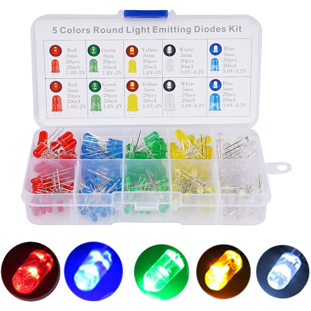 Set 200 Đèn LED Diode 3mm 5mm Đa Dụng Chất Lượng Cao