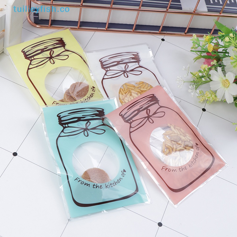 Set 100 Túi Đựng Bánh Kẹo Tự Dính Hình Chú Cá