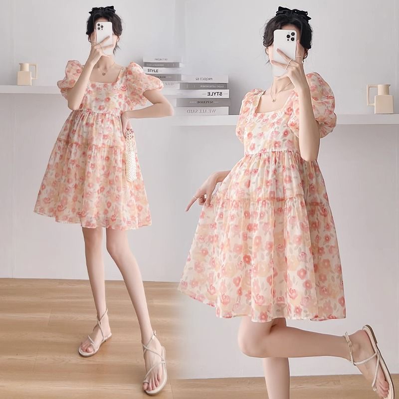 Đầm hoa AMILA tay phồng thời trang Hàn Quốc cho phụ nữ mang thai
