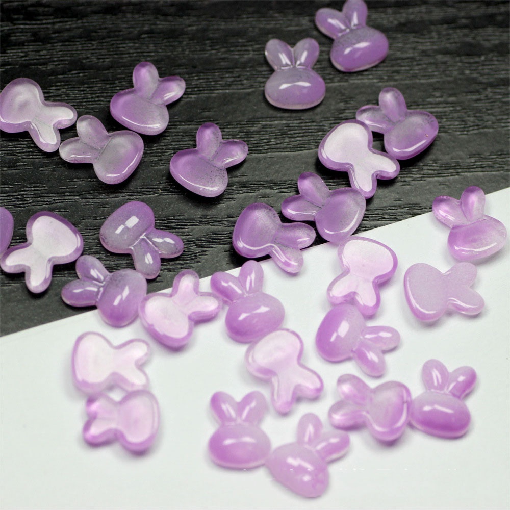 Set 50 Hạt Thủy Tinh Hình Tai Thỏ Dài 8x11mm Trang Trí Móng Tay / Tóc Cho Bé