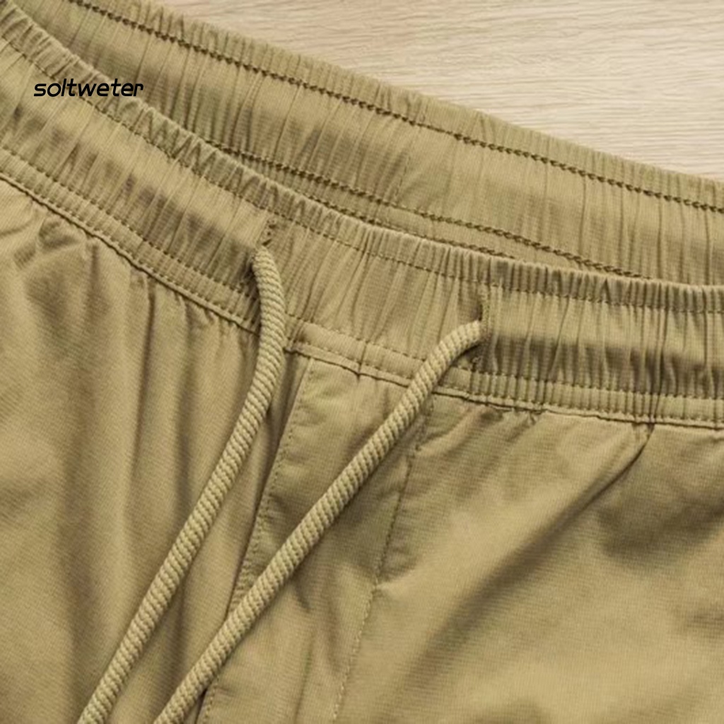 Quần Túi Hộp Lưng Thun Rút Dây Màu Trơn Thoáng Khí Thời Trang Cho Nam