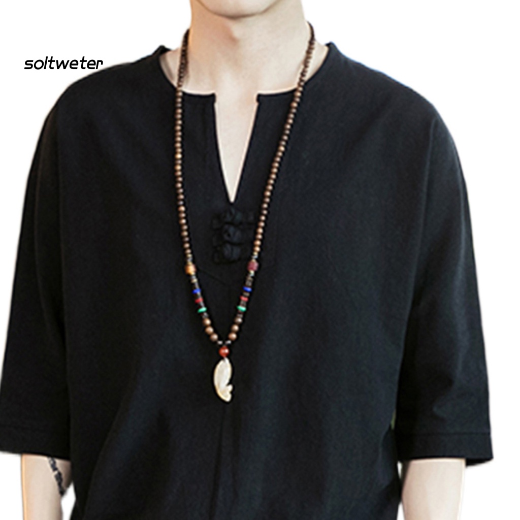 1 Bộ Quần Capri Màu Trơn Dáng Suông Có Túi Phong Cách Trung Hoa