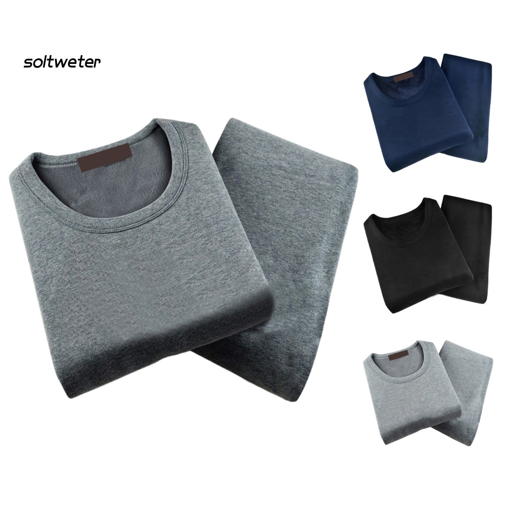 Bộ Đồ Lót 2 Mảnh Gồm Áo Cổ Thuyền Tay Dài Vải Lông Dày Dặn Lưng Cao Co Giãn Chống Dầu Mỡ Độ Co Giãn Cao Cho Nam