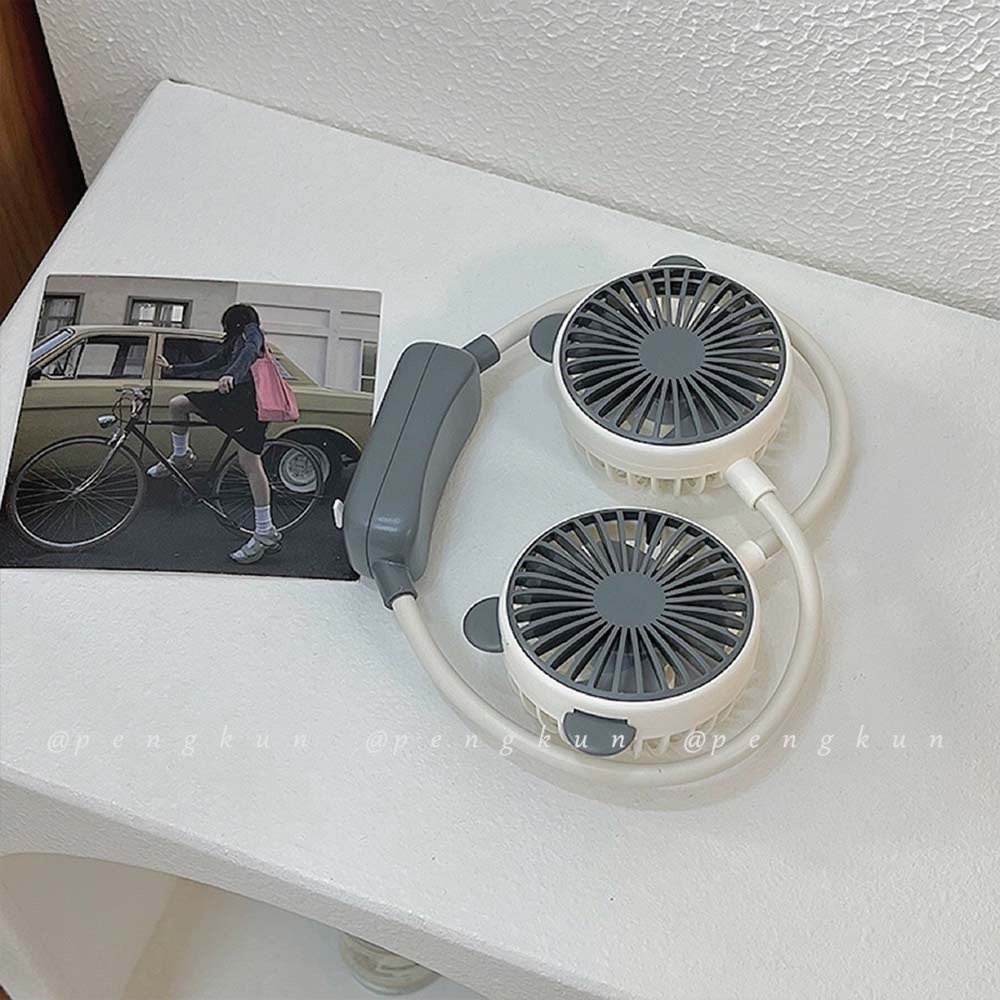 Quạt USB Mini Đeo Cổ / Cầm Tay Hình Tai Gấu Dễ Thương Có Thể Gấp Gọn Tiện Dụng Cho Học Sinh