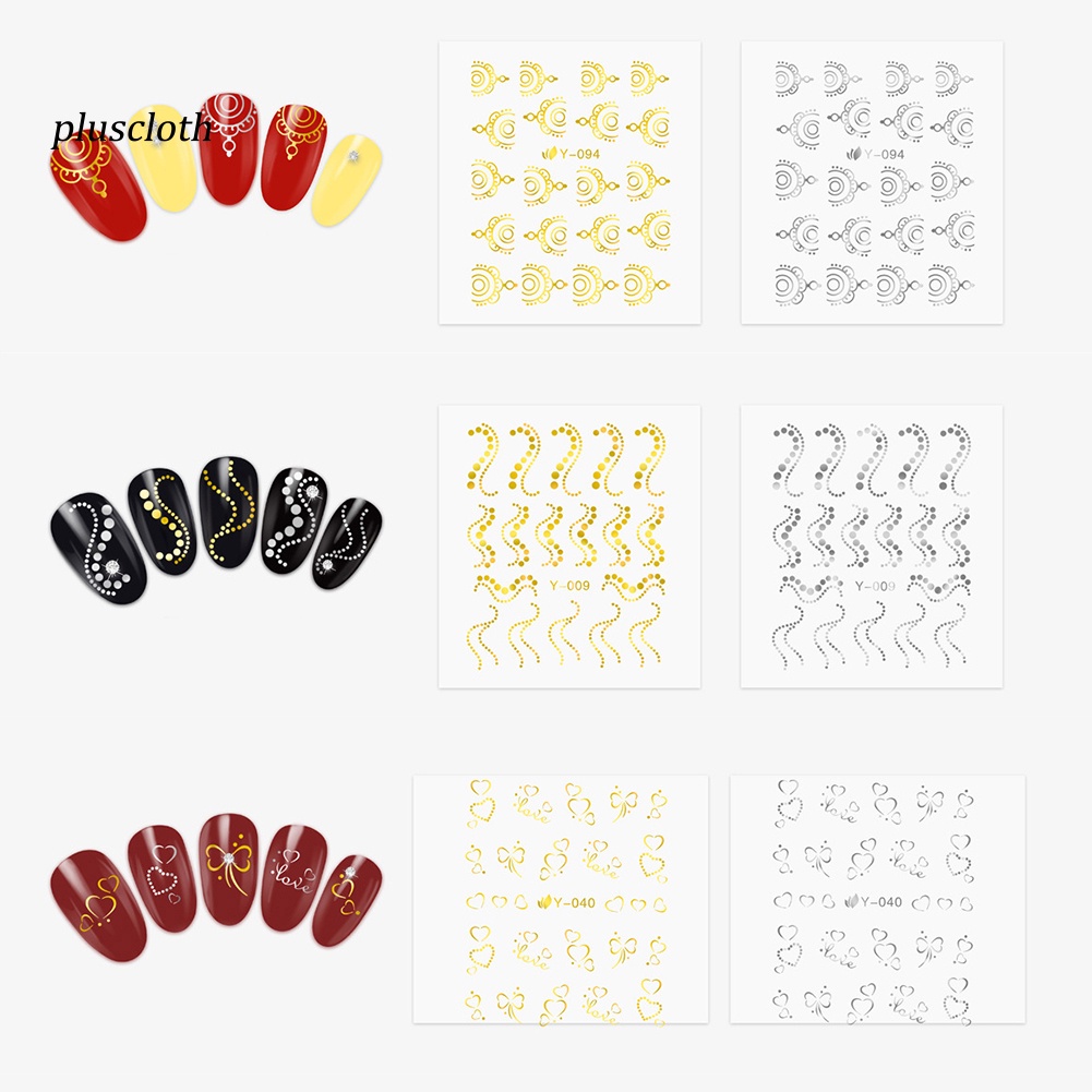 Set 30 Tấm Nhãn Dán Móng Nghệ Thuật Họa Tiết Bướm / Mèo / Nhện Màu Vàng / Bạc