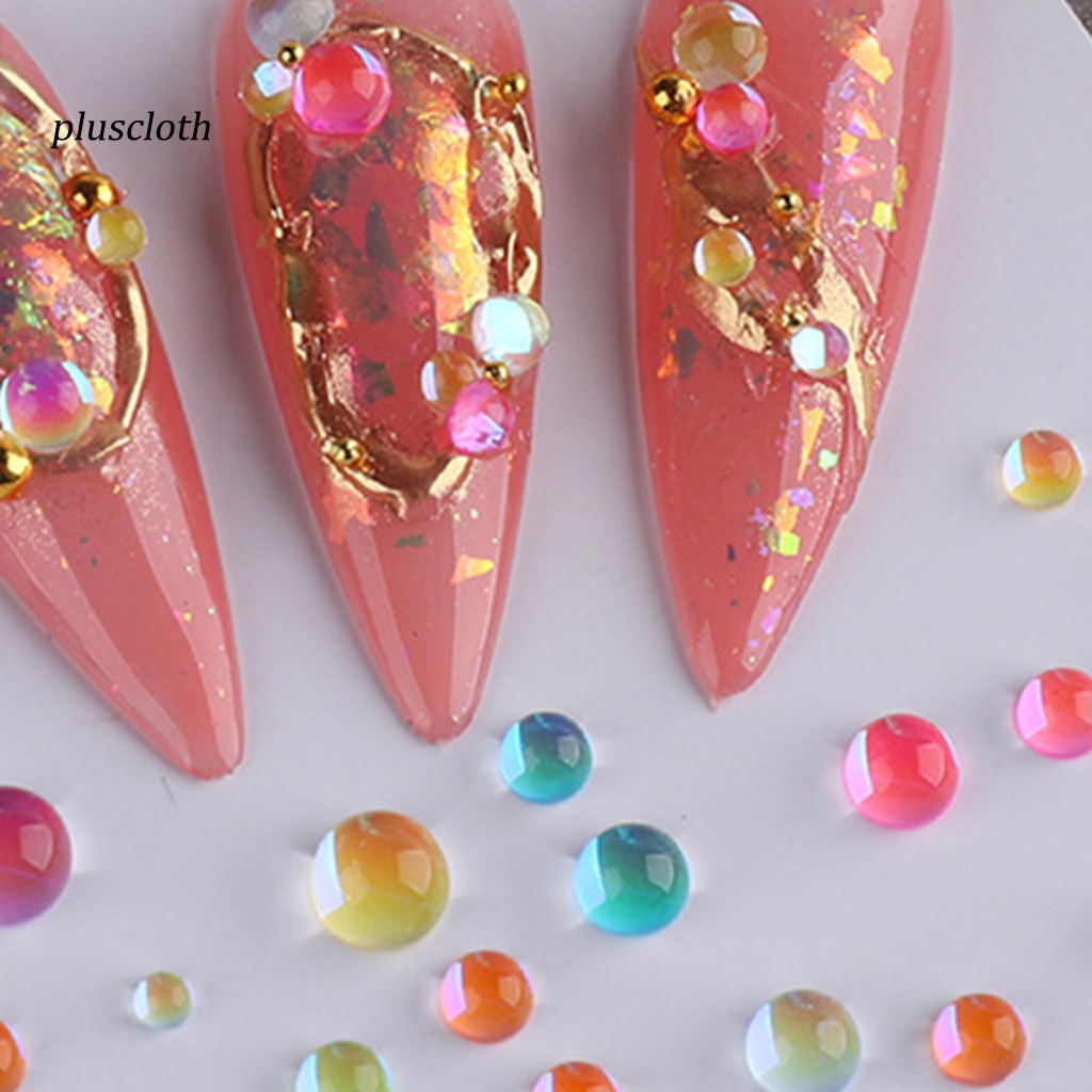 &lt; Pluscloth &gt; Hộp 6 Ngăn Đựng Hạt Tròn Phẳng Nhiều Màu Sắc Trang Trí Móng Nghệ Thuật Cho Nữ