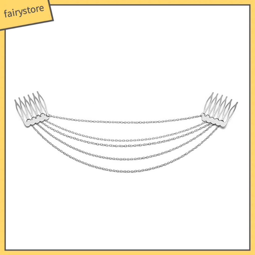 Lược Cài Tóc Bằng Hợp Kim Phối Dây Xích Tua Rua Sang Trọng