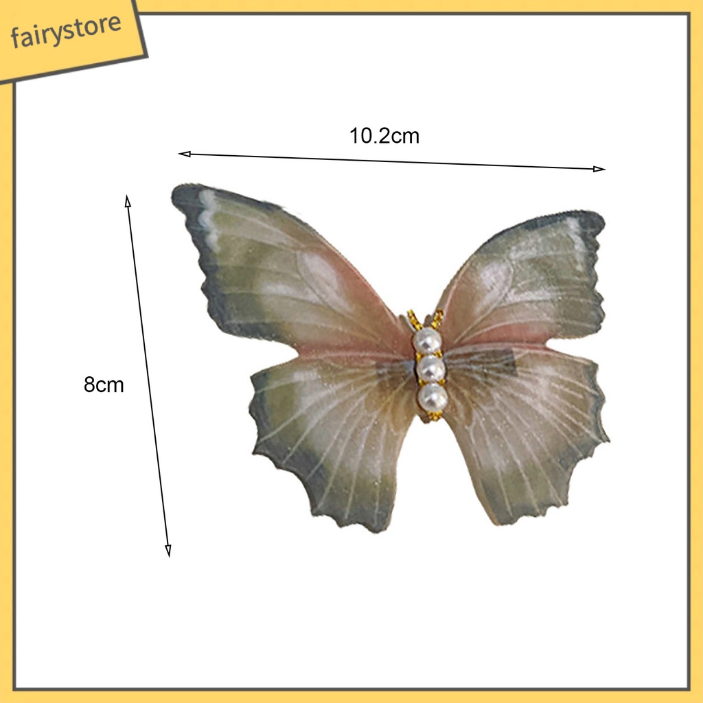 Kẹp Tóc Hình Bướm Hai Lớp Bằng Kim Loại Đính Ngọc Trai Giả Thanh Lịch Cho Nữ