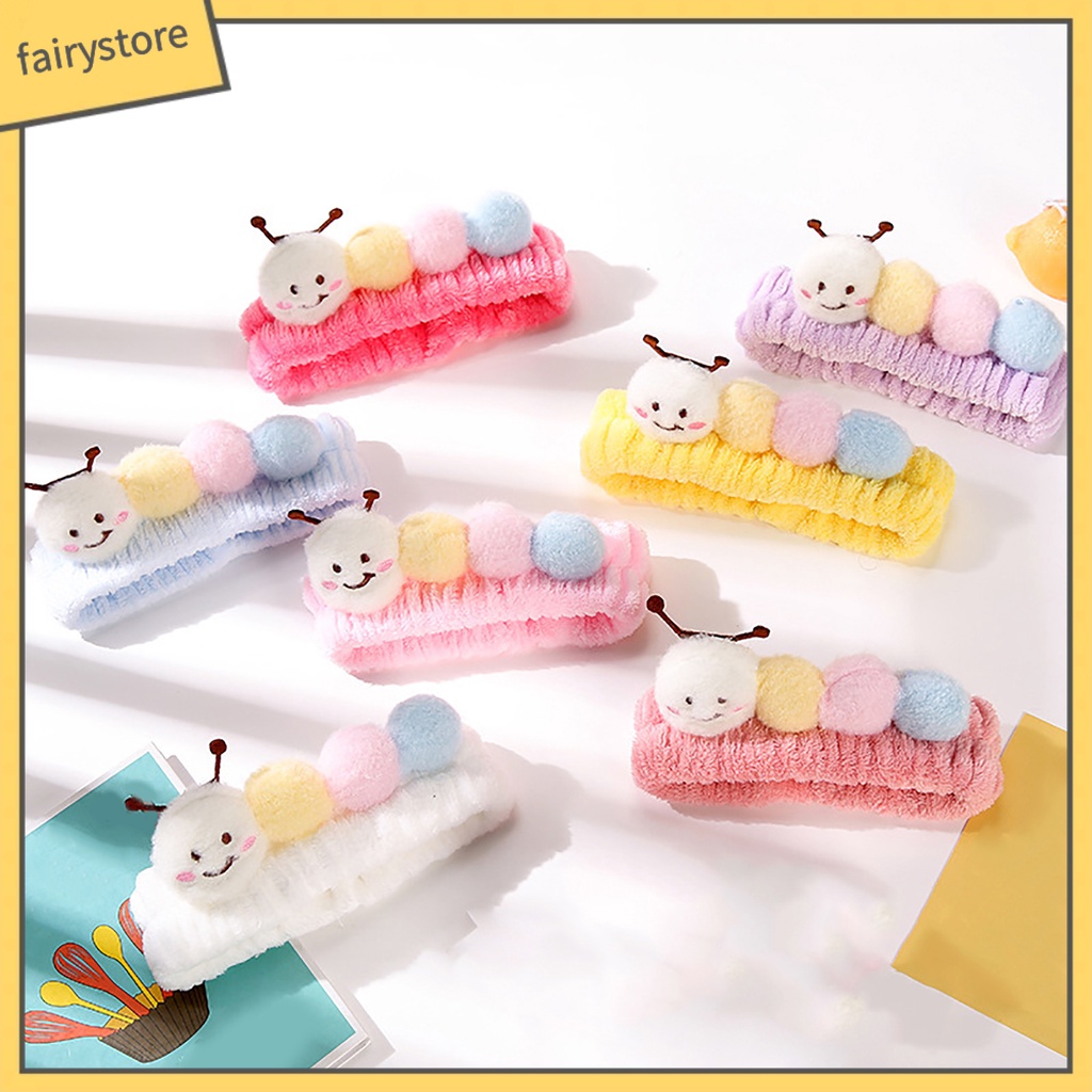 Băng Đô Trang Điểm / Trang Điểm Cài Tóc Hình Sâu Màu Sắc Ngọt Ngào Co Giãn Tốt Tiện Dụng