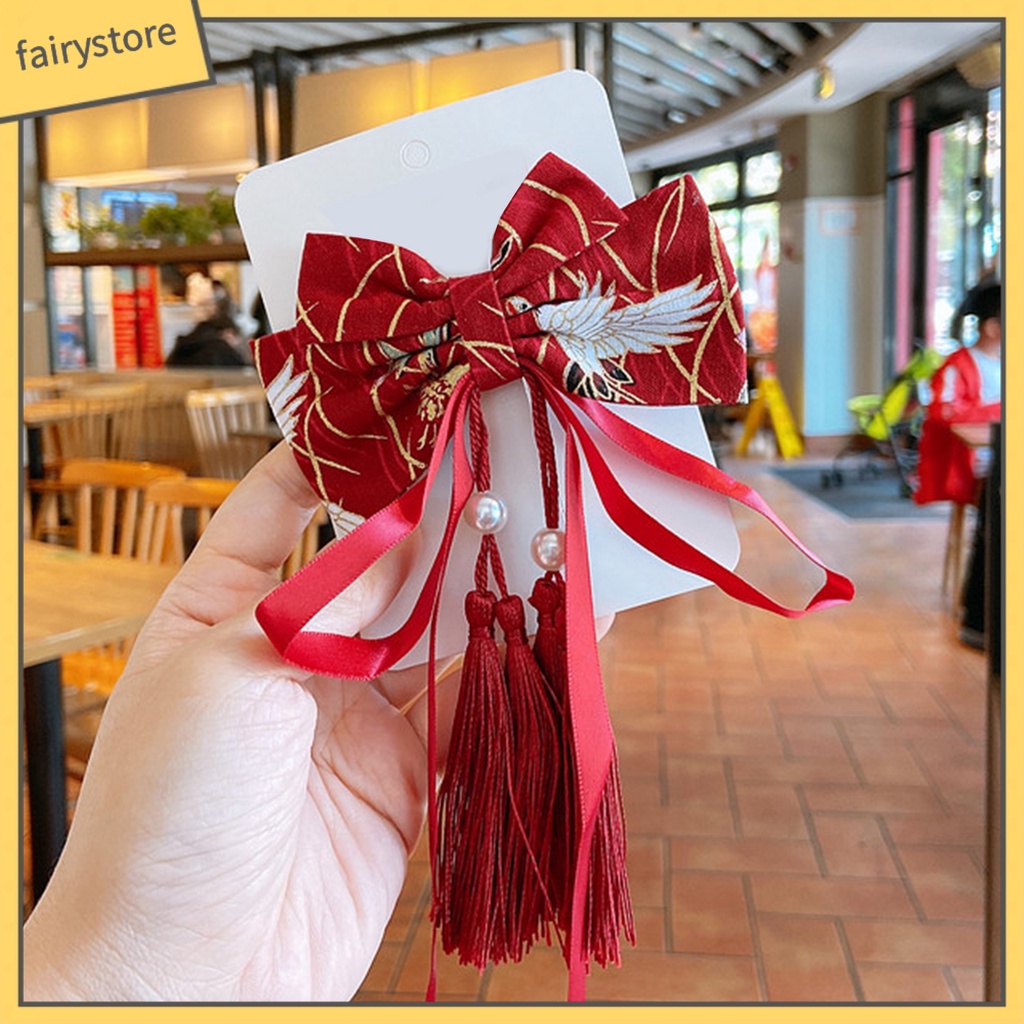 Kẹp Tóc Tua Rua Phong Cách Trung Hoa Cổ Điển Mừng Năm Mới Cho Bé Gái