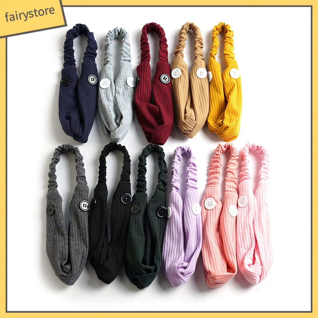 Băng Đô Thắt Nút Co Giãn Tốt Màu Trơn Xinh Xắn Cho Nữ