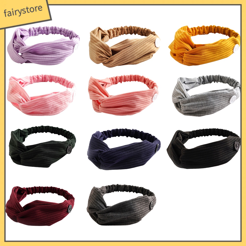 Băng Đô Thắt Nút Co Giãn Tốt Màu Trơn Xinh Xắn Cho Nữ