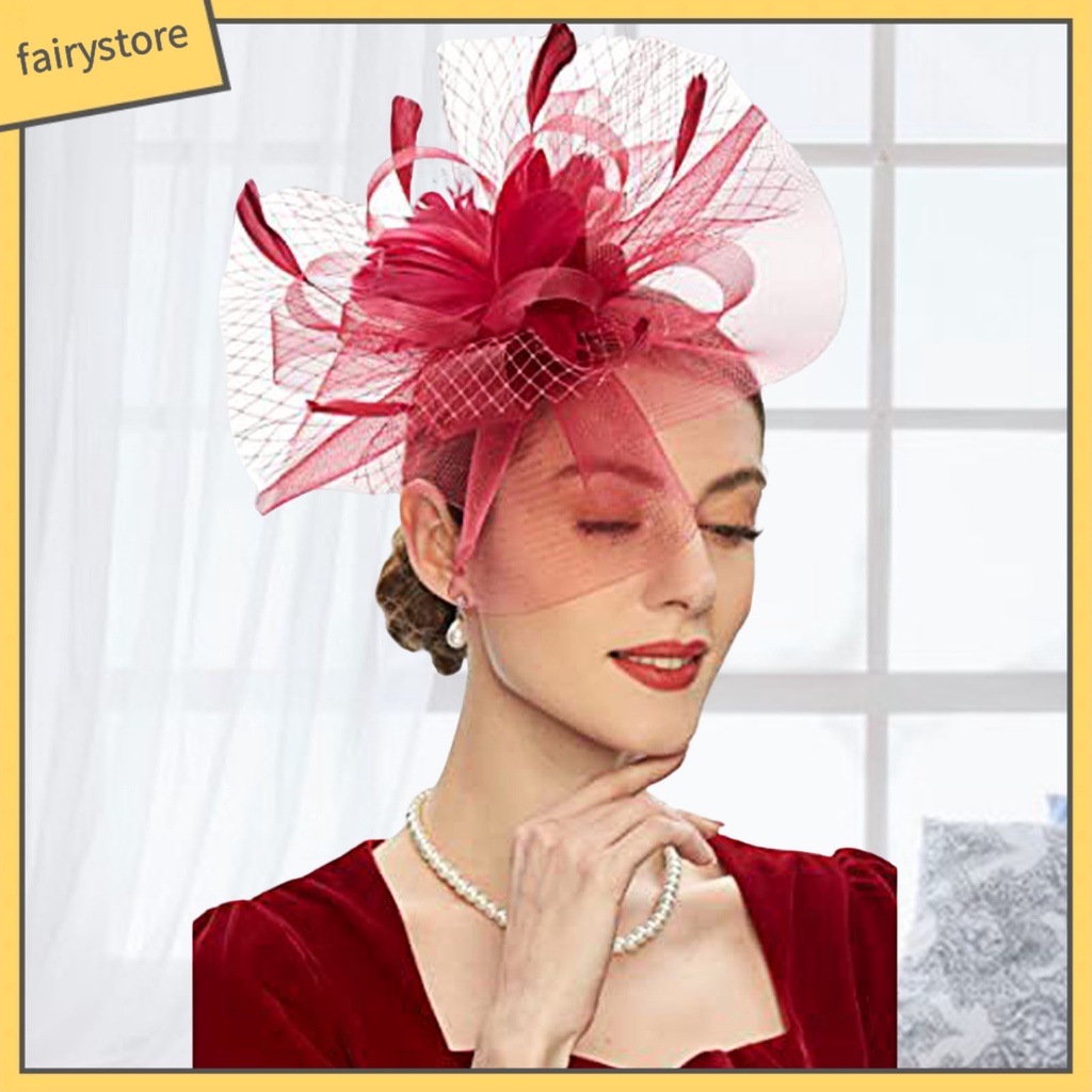 Băng Đô Cài Tóc Đính Lông Vũ Thời Trang Cho Cô Dâu