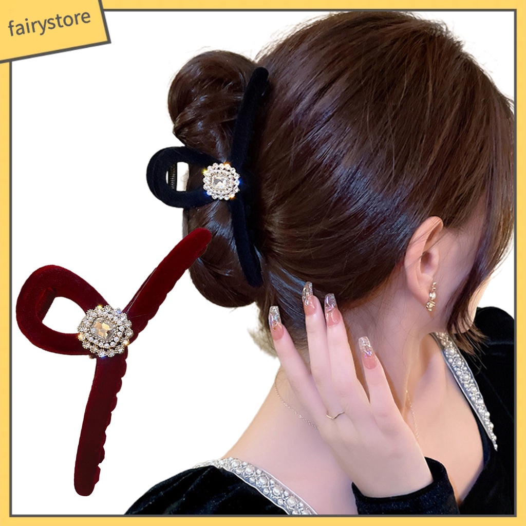 Kẹp Tóc Càng Cua Rỗng Đính Đá Phong Cách Retro Thanh Lịch