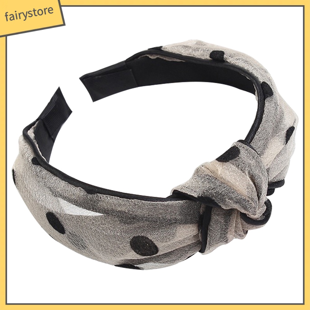 Băng Đô Cài Tóc Kiểu Thắt Nút Họa Tiết Chấm Bi Phong Cách Cổ Điển Cho Nữ