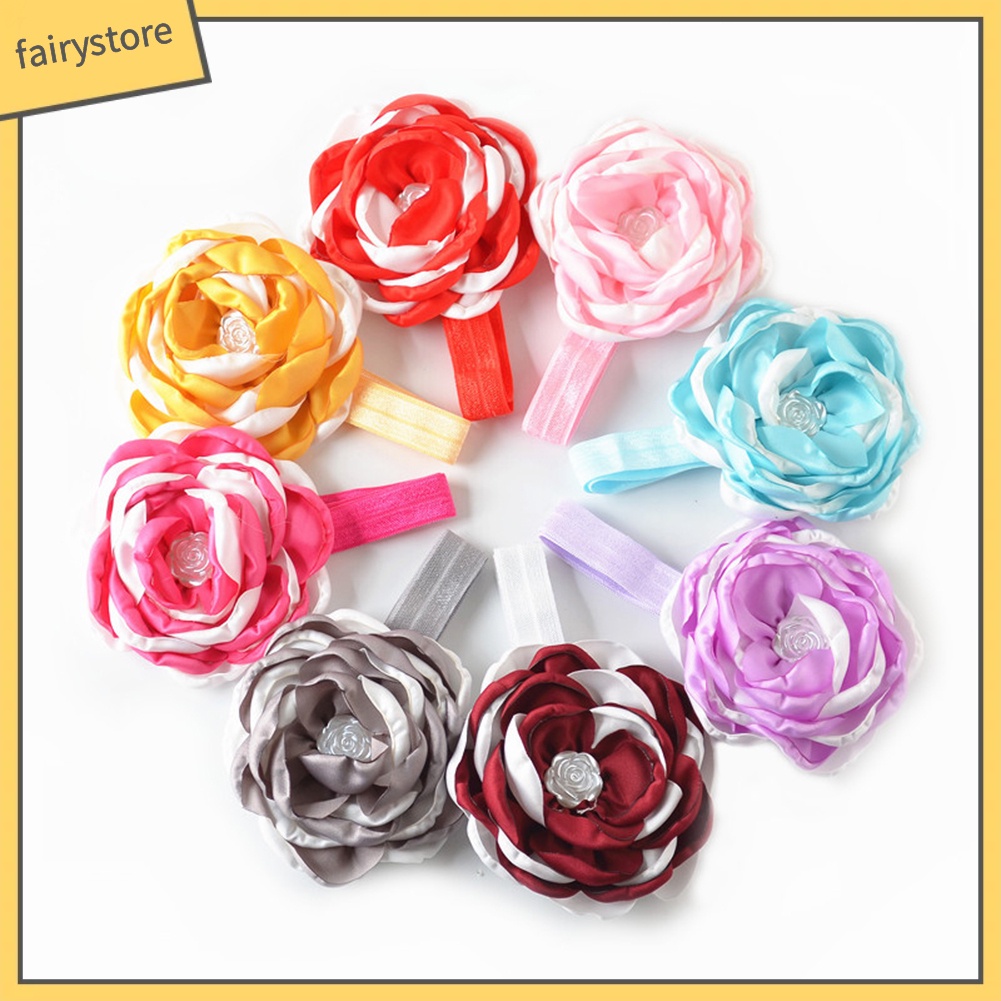 Băng Đô Hoa Hồng Vải Co Giãn Xinh Xắn Cho Bé Gái