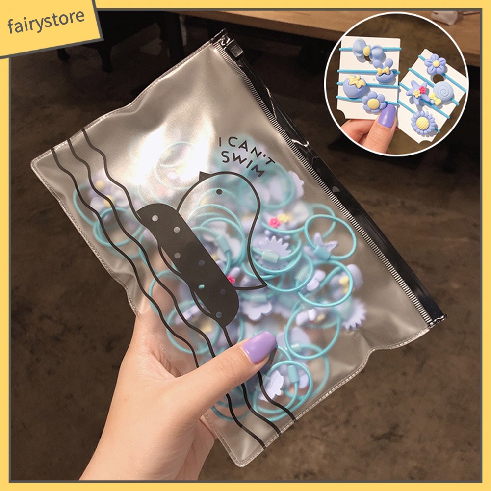 Túi 20 Dây Cột Tóc Co Giãn Đính Hoa Thời Trang Cho Nữ