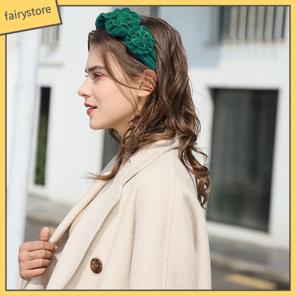 Băng Đô Cài Tóc Đính Hoa Vải Nỉ Thời Trang Cho Nữ