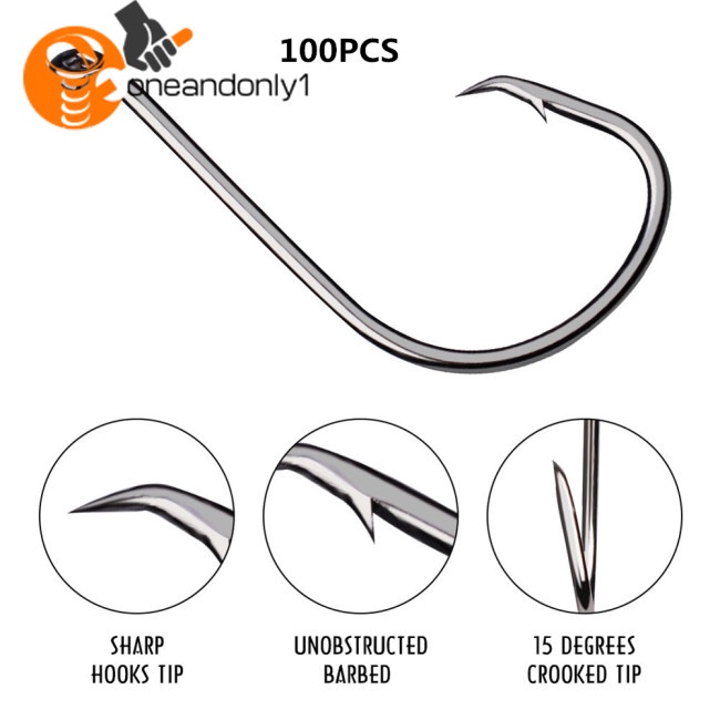 Set 100 Lưỡi Câu Cá Bằng Thép Carbon Có Lỗ Xỏ Dây Tiện Dụng