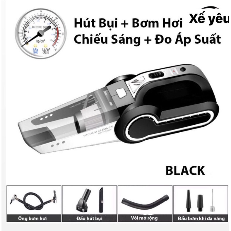 Máy Hút Bụi Oto Đa Năng, Sử Dụng Cho Gia Đình, Trên Xe Oto, Lực Hút Khỏe, Bơm Hơi Kiểm Tra Áp Suất Lốp, Bảo Hành 12T