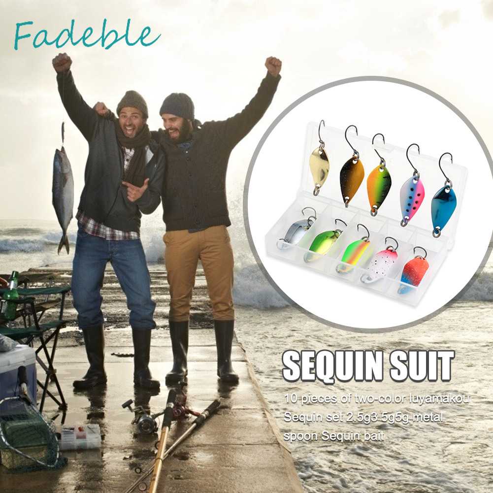 Set 10 Mồi Giả Nhử Cá Bằng Kim Loại Gắn Kèm Móc Câu Tiện Dụng