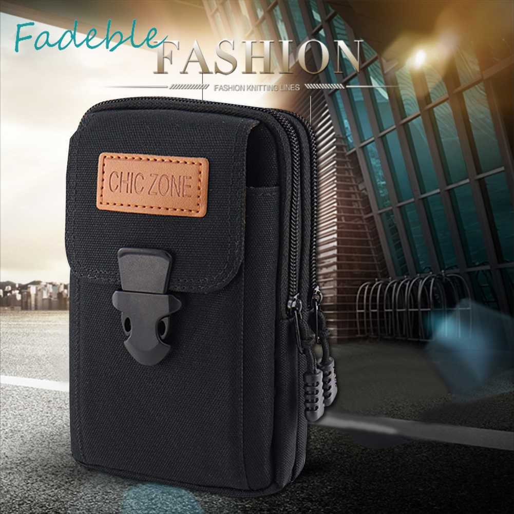 Túi Đeo Hông Vải Oxford Nhiều Ngăn Đựng Điện Thoại Có Khóa Kéo Thời Trang Cho Nam