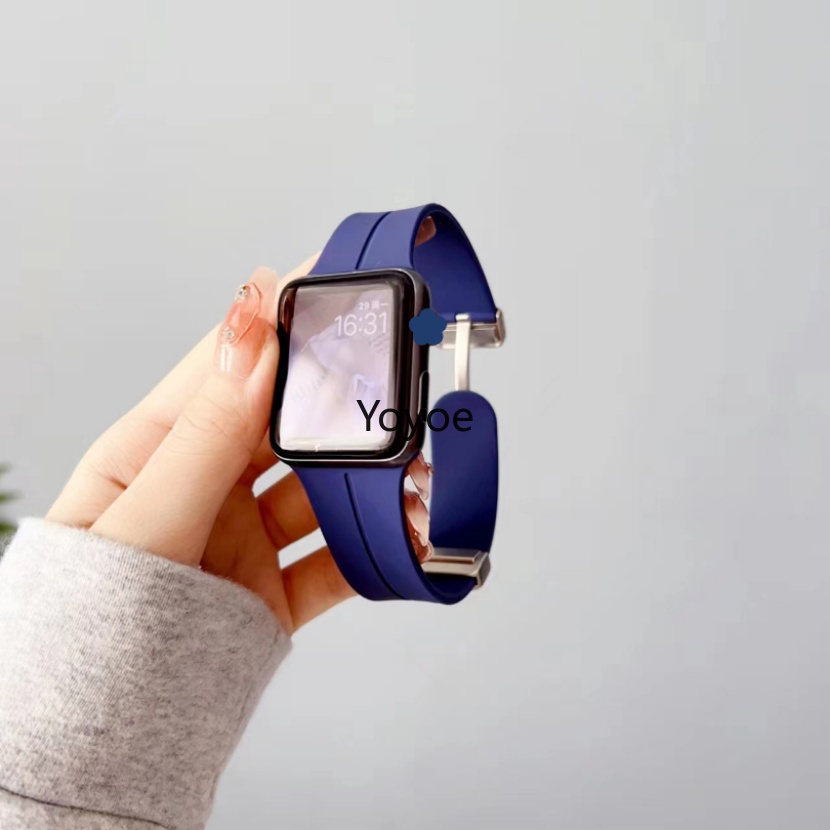 Dây Đeo Silicone Khóa Nam Châm Cho iwatch Series 7 8 SE 6 5 4 3 2 1 44mm 40mm 45mm 41mm 42mm Correa 49mm Ultra 38mm