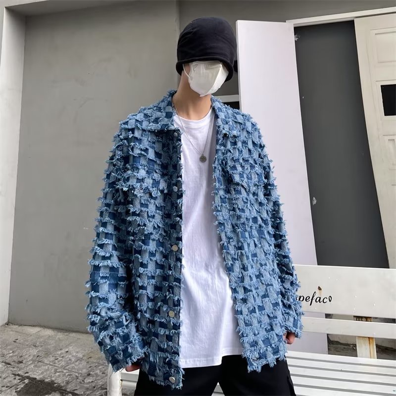 Áo Khoác Denim Cao Cấp Cảm Giác Chạm Cảm Giác Thời Trang Retro Mỹ Mùa Xuân Cho Nam