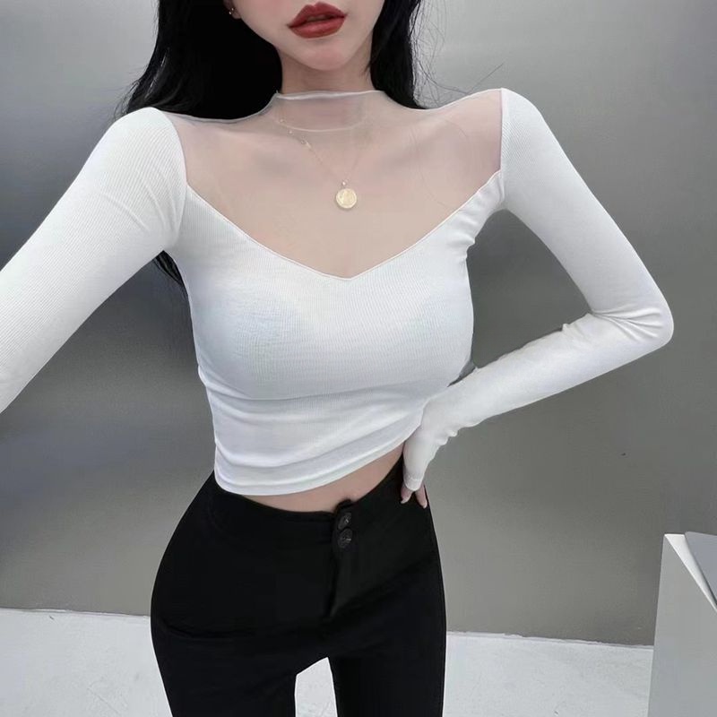 Áo Thun Dài Tay Cổ Tròn Dáng Ôm Thời Trang Mùa Xuân Thu Dành Cho Nữ