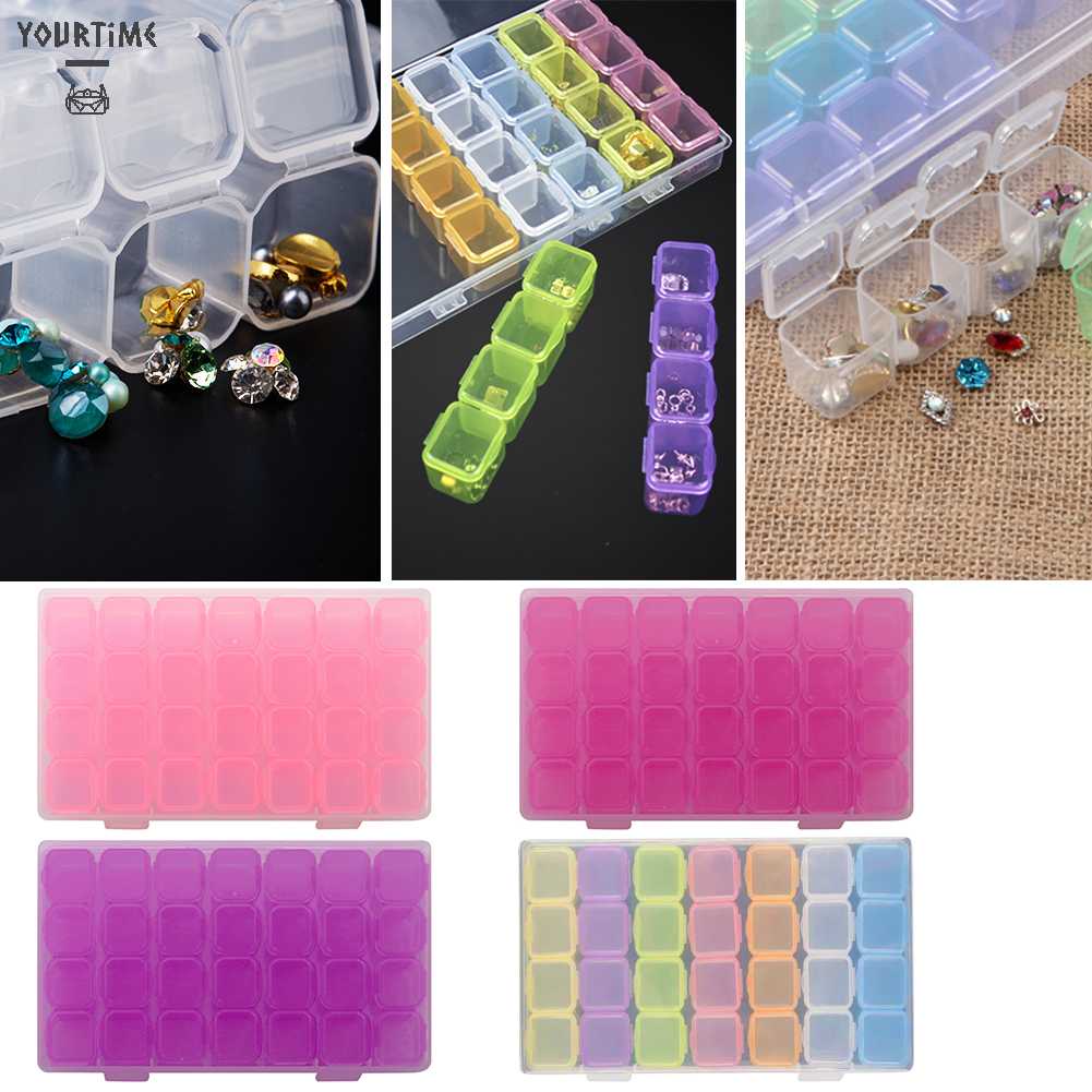 Hộp Nhựa 28 Ngăn Đựng Trang Sức / Phụ Kiện Làm Móng Nghệ Thuật