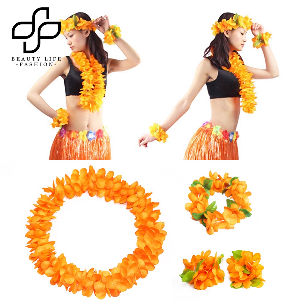 Bộ 4 Vòng Hoa Hawaiian Màu Sắc Tươi Sáng 80 Cái