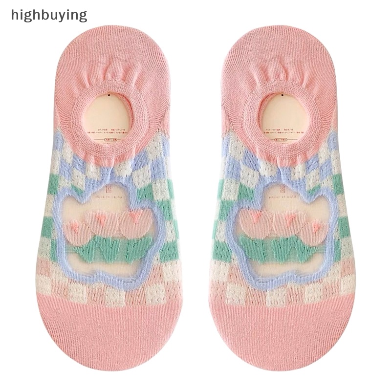 Đôi Vớ Thuyền Bằng Silicone Phối Lưới Thoáng Khí Chống Trượt Cho Nữ