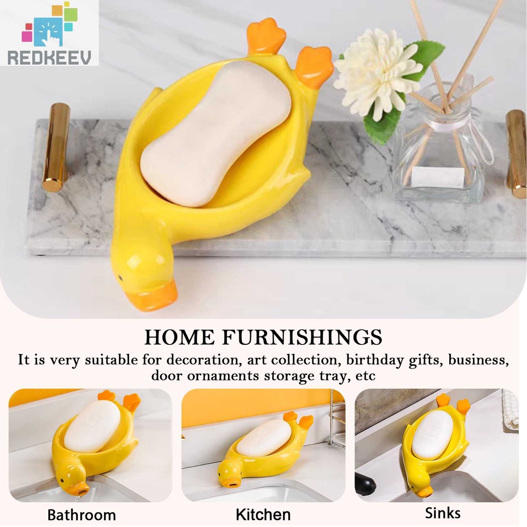 Khay Đựng Xà Phòng Bằng Sứ Hình Vịt Có Thể Ráo Nước Sắp Xếp Gọn Gàng Cho