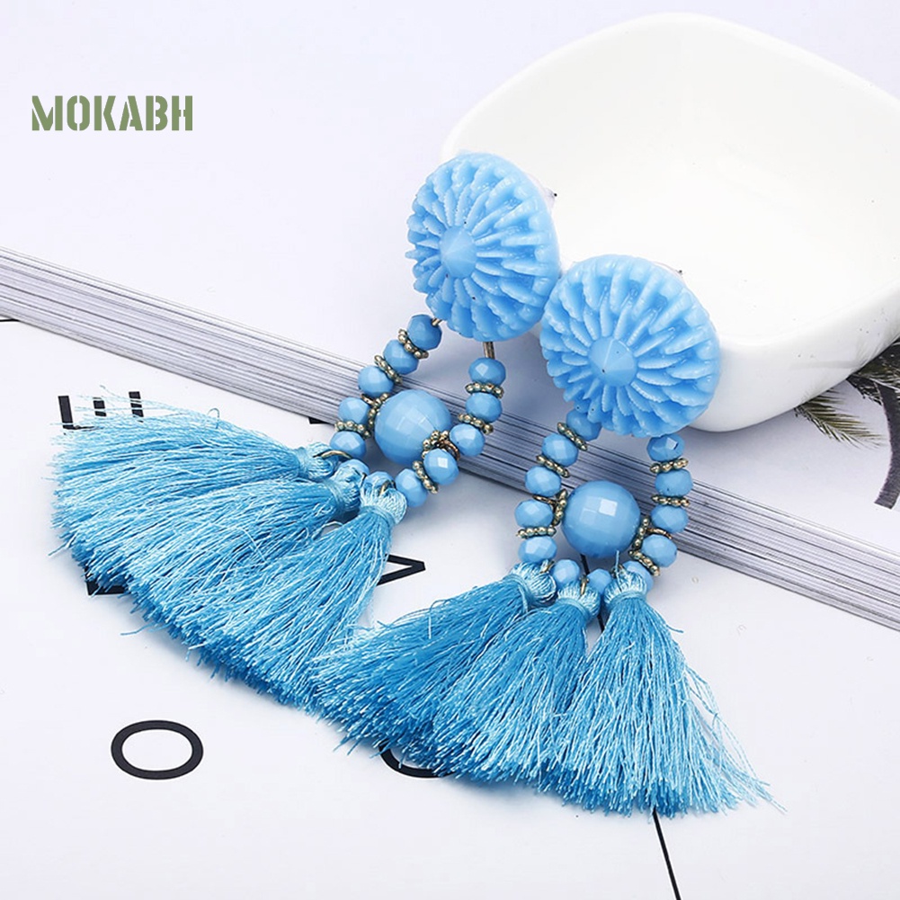 [Mok Abh] Bông Tai Tròn Đính Hạt Nhựa Resin Phong Cách Bohemian