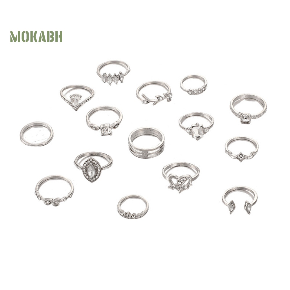 [Mok Abh] Bộ 15 Nhẫn Đeo Giữa Ngón Tay Theo Phong Cách Boho