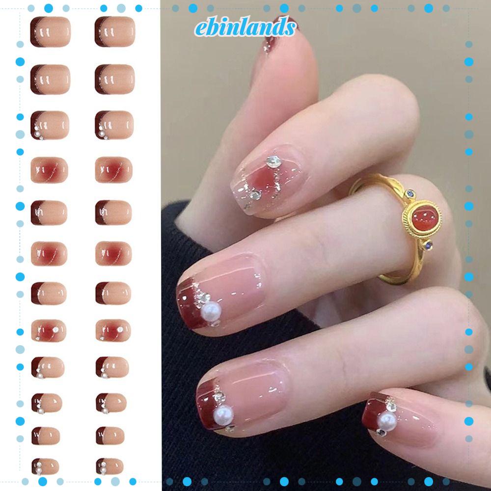 Bộ 24 Móng Tay Giả Tự Trang Trí Nghệ Thuật Đầm Nữ Phong Cách Thời Trang Pháp Cá Tính