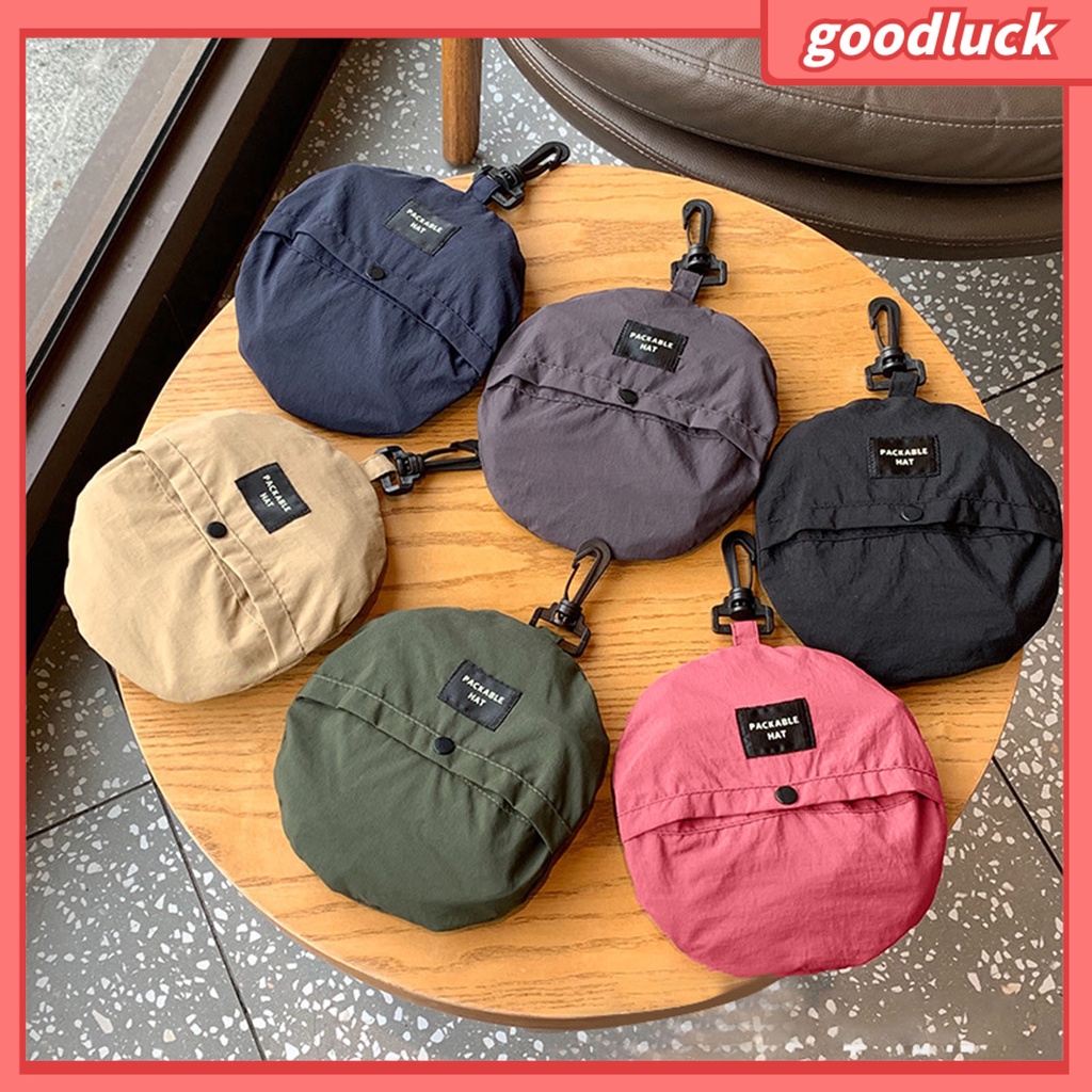 Nón Vành Tròn Màu Trơn Chống Gió Chống Nắng Thoáng Khí Có Dây Cố Định Cho Nam Và Nữ