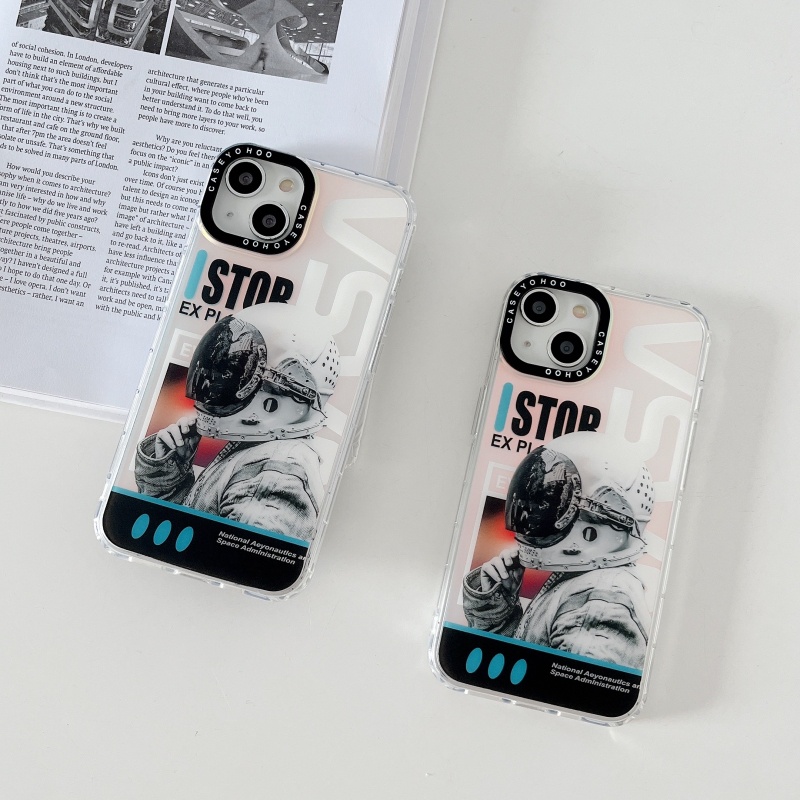 Ốp Điện Thoại Dẻo Màu Gradient Họa Tiết Phi Hành Gia &amp; Logo Spaceman Độc Đáo Chống Sốc Cho iPhone 14 13 12 11 Pro Max 14 Plus