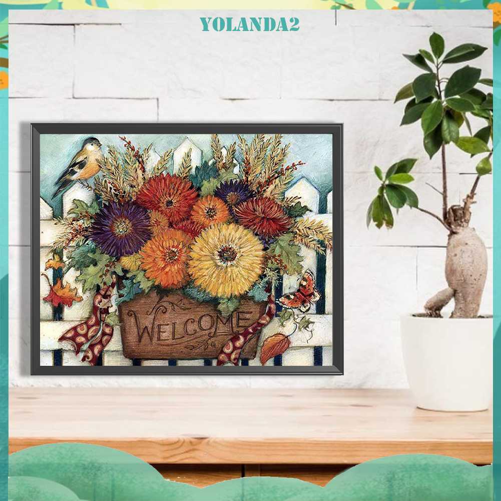 Tranh Đính Đá Kim Cương Toàn Bộ 5D DIY Hình Vẽ Hoa Trang Trí Nhà Cửa