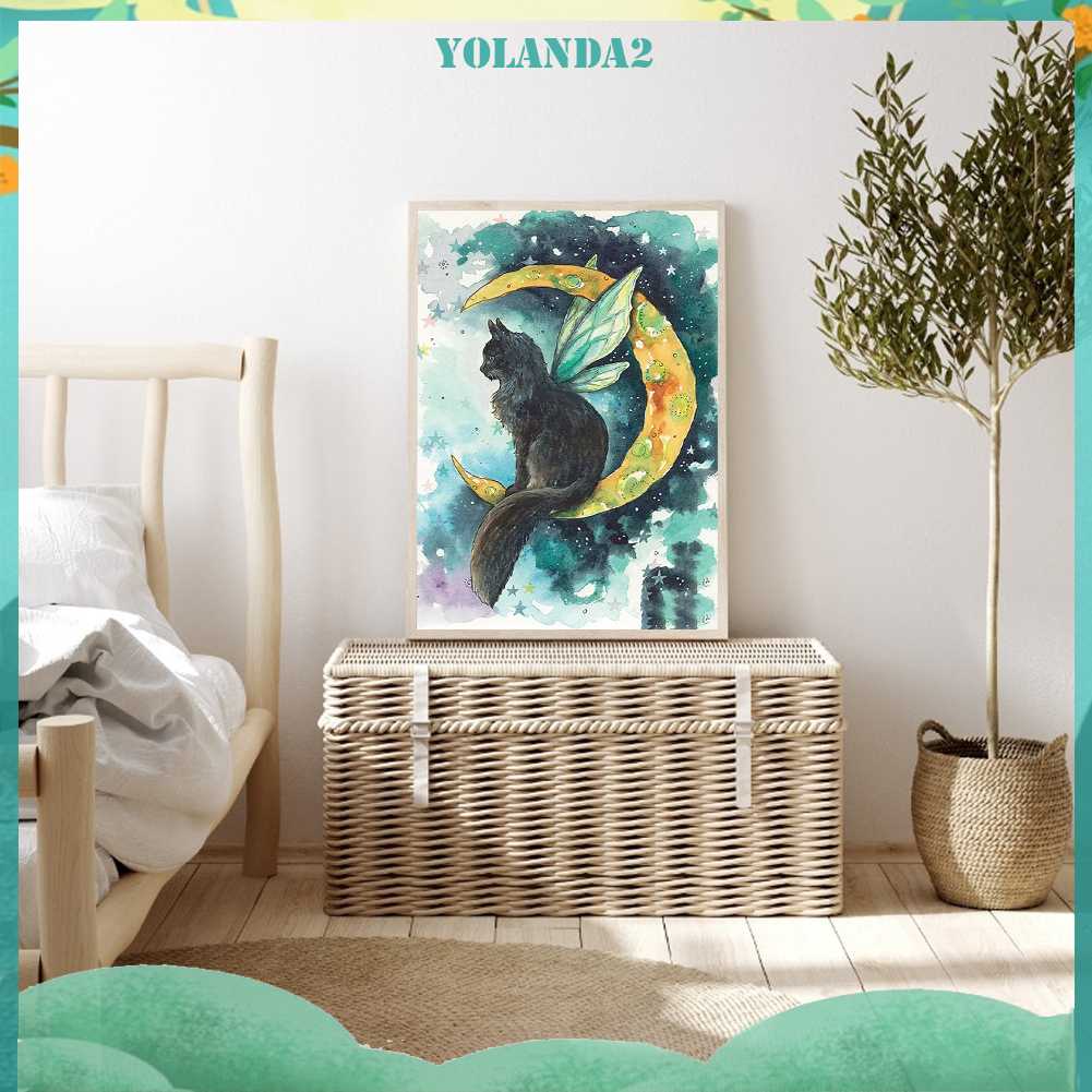 Tranh Đính Đá Kim Cương Toàn Bộ 5D DIY Hình Vẽ Mèo Trang Trí Nhà Cửa