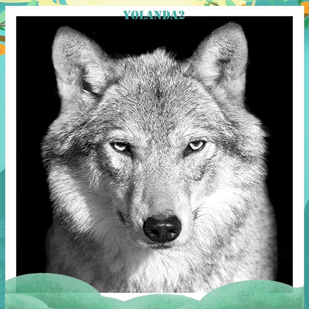 Tranh Đính Đá Kim Cương Toàn Bộ 5D DIY Hình Vẽ Sói Trang Trí Nhà Cửa