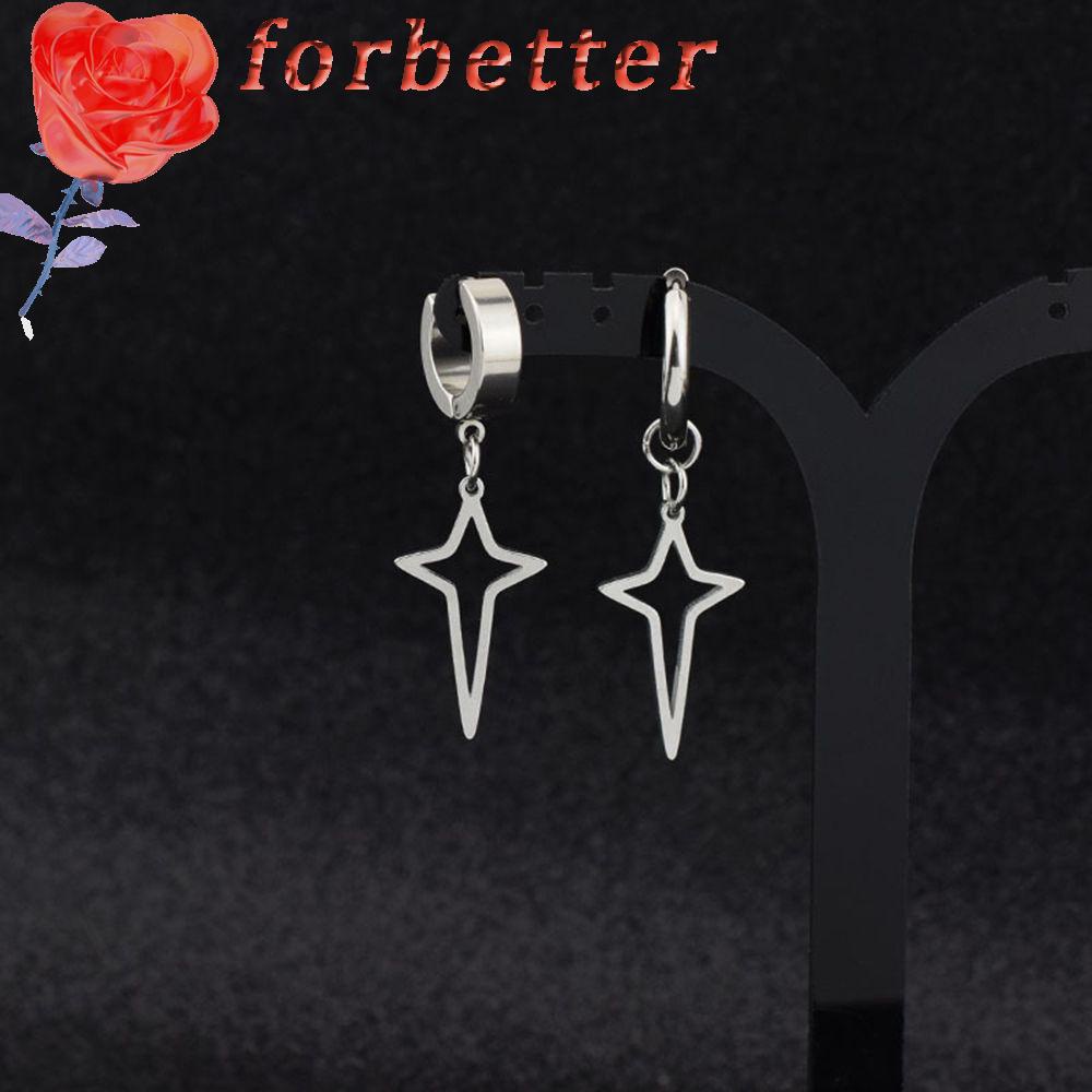 Khuyên Tai Dạng Vòng Hình Thánh Giá / Ngôi Sao Bằng Thép Không Gỉ Phong Cách Hip Hop Cá Tính Cho Nam Và Nữ