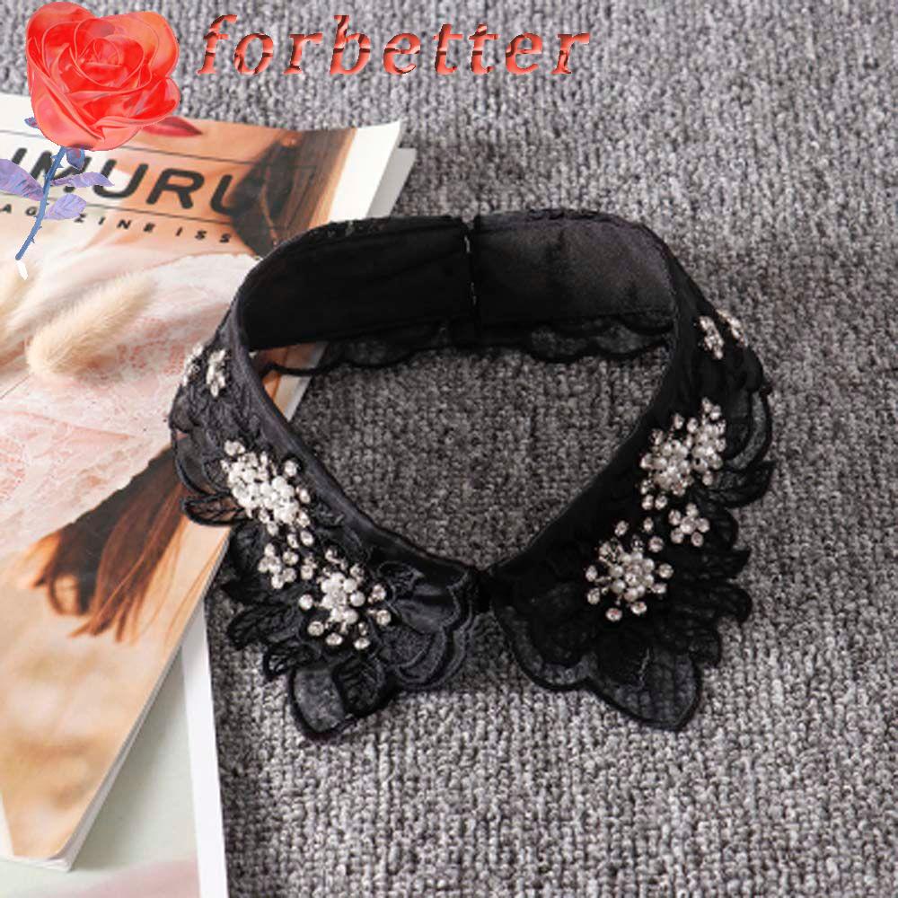 Cổ Áo Giả Họa Tiết Lá Rỗng Màu Trắng / Đen Tháo Rời Được|Áo Sơ Mi Có Cổ Thời Trang